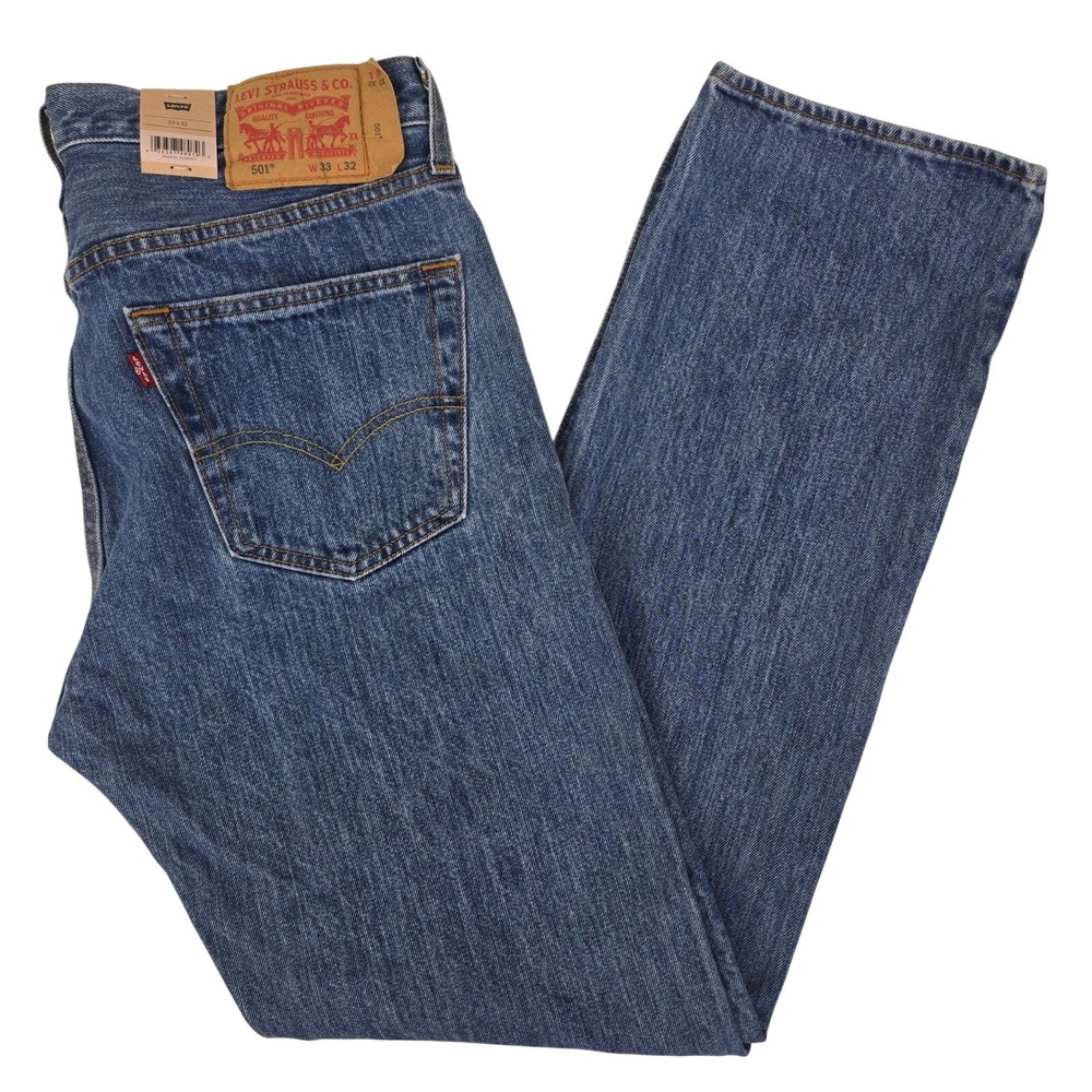 Levi's 501 Original Jeans Mens 33x32 Blue Straight Leg‎ Button Fly Y2K Denim NWT
